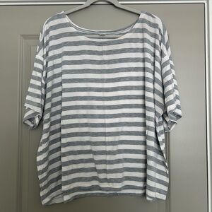 Old Navy Gray and White Striped Top
